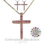 ダイヤモンド カラーストーン 誕生石 ネックレス クロス 十字架 レディース k18 ゴールド 誕生日 プレゼント 母の日