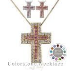ダイヤモンド カラーストーン 誕生石 ネックレス クロス 十字架 レディース k18 ゴールド 誕生日 プレゼント 母の日