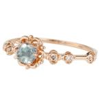  кольцо аквамарин Pinky бриллиант Power Stone K10 розовое золото 10 золотой цветок цветок кольцо Valentine 