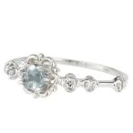 リング 指輪 レディース アクアマリン ピンキー ダイヤモンド Pt900 プラチナ フラワー 花 ブラックフライデー