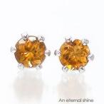 一粒ピアス シトリントパーズ 3mm k18ゴールド スタッドピアス カラーストーン 18金 レディース アクセサリー