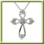 十字架 クロス ダイヤモンド ネックレス ペンダント 0.08ct k18ゴールド レディース ジュエリー アクセサリー