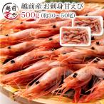 甘えび 500g（250g×2) 30〜50尾 子持ち 子無し サイズ不揃い 刺身用 越前産 甘エビ 日本海産 エビ 海老 ((冷凍))