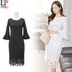 【閉店セール80％オフ】 ワンピース レディース きれいめ セレモニー ワンピース 着回し 結婚式 お呼ばれ 膝丈 七分袖 袖あり きれいめ