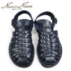 ヌオヴォニカール メンズ Nuovo Nicar グルカサンダル ブルー 編み込みメッシュ イタリア製バケッタレザー