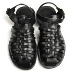 ヌオヴォニカール メンズ Nuovo Nicar グルカサンダル ブラック 編み込みメッシュ イタリア製バケッタレザー(牛革)