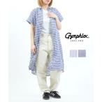 ジムフレックス 半袖 リネン チェック&ストライプ シャツワンピース Gymphlex 2025春夏新作 レディース 国内正規品
