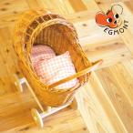 Egmont toys エグモントトイズ社 お人形用 柳のかごの乳母車 布団セット ピンクチェック