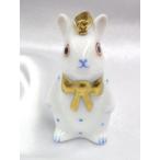 ヘレンド磁器ペンダント/水玉ブルーラビット（C15624）チョーカー紐付き　新品　干支