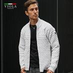 ショッピングスタンド VIOLA rumore ヴィオラ ニットジャケット メンズ ブランド 総柄 セーター おしゃれ スタンドカラー ニット ジップブルゾン 肉厚  黒