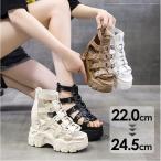 ブーツサンダル 厚底 レディース11cm UP グラディエーターサンダル サマーブーツ レザーシューズ ウエッジソール PU革 通勤 オフィス