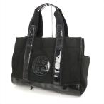 トリーバーチ Tory Burch ブラック キャンバス×パテント エナメル ハンドバッグ  レディースバッグ 【mo】【中古】