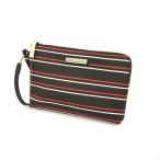 トミー ヒルフィガー TOMMY HILFIGER ブラック レッド レザー リストレット マルチポーチ ボーダー レディース 【zo】【中古】