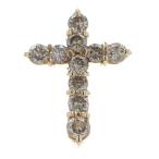 K18YG желтое золото колье верх Brown бриллиант 0.3ct Cross 10 знак . узор [ новый товар с отделкой ][zz][ б/у ]