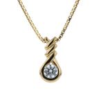 LANVIN ランバン K18YG イエローゴールド ネックレス ダイヤモンド 0.18ct 一粒石 スパイラル ひねり 40cm【新品仕上済】【zz】【中古】