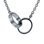 Cartier カルティエ K18WG ホワイトゴールド ネックレス ベビーラブ ロゴ ダブルフープ サークル 44cm 箱付【新品仕上済】【el】【中古】