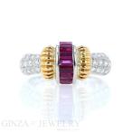 BALMAIN バルマン Pt900 K18 プラチナ イエローゴールド リング ルビー 0.79ct ダイヤ 0.42ct コンビ 指輪 14号【新品仕上済】【zz】【中古】