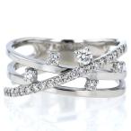 La verite ラ・ベリテ Pt900 プラチナ リング ダイヤモンド0.25ct 3連 クロス 交差 ライン ドット 透かし 指輪 13号【新品仕上済】【zz】【中古】