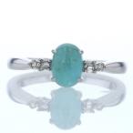 K18WG ホワイトゴールド リング ミルキーアクアマリン1.06ct ダイヤモンド0.04ct カボション シンプル 指輪 10.5号【新品仕上済】【zz】【中古】