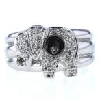 大特価 K18WG ホワイトゴールド リング ダイヤモンド 0.20ct 3連 象 ゾウ エレファント 動物 アニマル 指輪 12号【新品仕上済】【zz】【中古】
