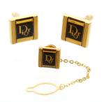 クリスチャン ディオール CHRISTIAN DIOR カフス＆タイピンセット ゴールド メッキ ロゴ ブランド アイテム ファッション 小物 雑貨 【el】【中古】