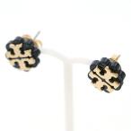 トリーバーチ TORY BURCH ロゴピアス メッキ ゴールド ブラック ブランド小物 ファッション アイテム 【mi】【中古】