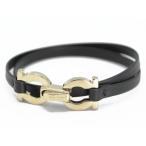 サルヴァトーレ フェラガモ　Salvatore Ferragamo 　ブレスレット　76 5920 (674950)　ブラックｘゴールド　レザー　GANCINI 　ガンチーニ　アクセサリー