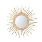 ミラー〈MR-713〉鏡　壁掛　ウォールミラー　丸鏡　ラタン　手編み　太陽　軽量　壁面装飾　ウォールデコ　インテリア　雑貨　おしゃれ　カントリー　リゾート風