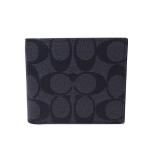 コーチ メンズ 財布 COACH アウトレット 二つ折り財布 COACH コンパクト ID シグネチャー F74993 CQBK チャコール ブラック