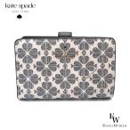ケイトスペード 財布 KATESPADE アウトレット 二つ折り財布 L字ジップ KG488 001 クローバー柄 PVC ブラック レディース ブランド 1280