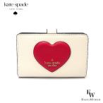 ケイトスペード 財布 KATESPADE アウトレット 二つ折り財布 L字ジップ KK182 100 ハート ロゴメタル パスケース付き メレンゲマルチ レディース ブランド 1280