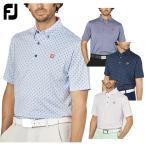 フットジョイ FOOTJOY ゴルフウエア メンズ 半袖ボタンダウンシャツ UVカット 吸汗速乾 抗菌 ストレッチ つぼみ柄 「 FJ-S25-S25 」 春夏ウエア 【当店在庫品】