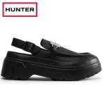 ショッピングリファ ハンター レディース リファインド フラットフォーム メタル ヒール ストラップ ローファー WFF3102LEA-BLK