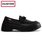 ショッピングリファ ハンター レディース リファインド エクスプローラー フラットフォーム メタル ボウ ローファー WFF3104LEA-BLK