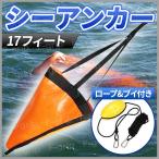 シーアンカー パラシュートアンカー フロート ロープセット 17ft ボート ブイ  アンカー フロートハーネス カラビナ 付 流し釣り 船釣り 60×55cm