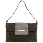 ブルガリ セミショルダー バッグ ブラウン ロゴマニア 美品 キャンバス レザー 中古 BVLGARI 茶色　