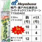 (数量限定特価・5枚セット)ハヤブサ/Hayabusa ライトチョクリ フルグリーン TTSUDAD2(SD842) イサキ6本釣 8m 9,10,11号 真鯛・アジ・サバ用船サビキビニール
