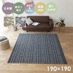 ラグ おしゃれ ライン 日本製 約2畳 190×190cm 滑りにくい ホットカーペット対応 夏 ホット＆クール 防ダニ 国産 かわいい ソファ前 リビング スミノエ