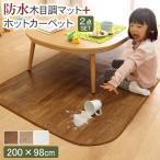 ホットカーペット カバー 木目調ホットカーペット・カバー  ウッディ 1畳用(200x98)+ホットカーペット本体 2点セット 防水