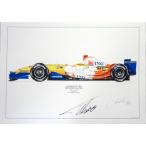 2008 Ｆ．アロンソ ルノー R28 直筆サイン入 限定品アートプリント S-382