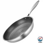 ステンレス製ハニカムノンスティックフライパン軽量設計 ガス IH対応 調理用フライパン キッチン料理向け