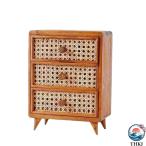 木製ラタン収納キャビネット 引き�