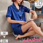  пижама верх и низ в комплекте женский женский tops низ короткий рукав шорты атлас style . карман передний открытие кнопка воротник имеется V шея половина модный 