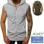  Parker Zip выше безрукавка мужской мужчина tops большой размер есть без рукавов с капюшоном . передний открытие одноцветный одиночный цвет простой casual .. модный 