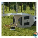 タープ テント カーサイドタープ 車用 日よけカーテント 両側に大型二重窓 内側は通気性メッシュ 通気性 設営簡単 単体使用可能 2〜4人用 キャンプ テント アウ