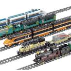 ショッピングレゴ LEGO レゴ互換品 ブロック 電車 列車 鉄道車両 動く 車おもちゃ 循環式レール トレイン レール 駆動付き 男の子 6-7-8-9歳 誕生日