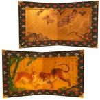 屏風 虎 龍 寅 辰 竜 トラ タツ 干支 十二支 正月 年賀 令和4(2022)年 送料無料 二曲 ミニチュア 和風 小物 インテリア 和室 海外 土産 贈答品 京都 福井朝日堂