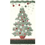 クリスマスツリー シルバーラメ/タペストリー 58*110 RK-4732 未完成品 コットンプリント生地