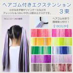 エクステ  ゴム付き ストレート ダンスアクセ　ポイントウィッグ 選べる ユニコーン 子供 大人 ダンス 部分エクステ 3束  MIXカラー 簡単  お祭り イベント