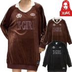X-girl X-girl RHINESTONE LOGO VELOUR GAME SHIRT DRESS игра рубашка One-piece велюр стразы Logo 105264041001